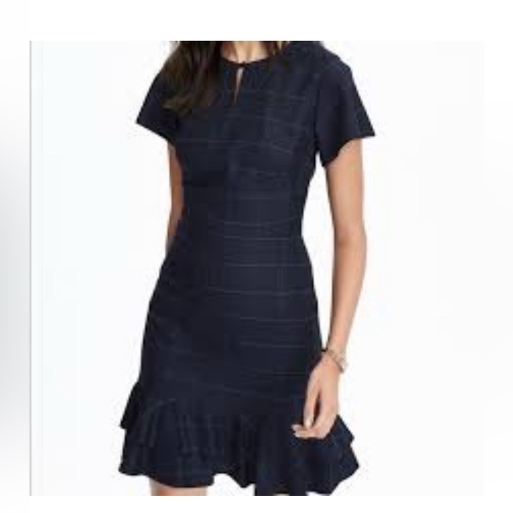 Banana Republic Dark Blue Ruffle Hem Dress Size 14